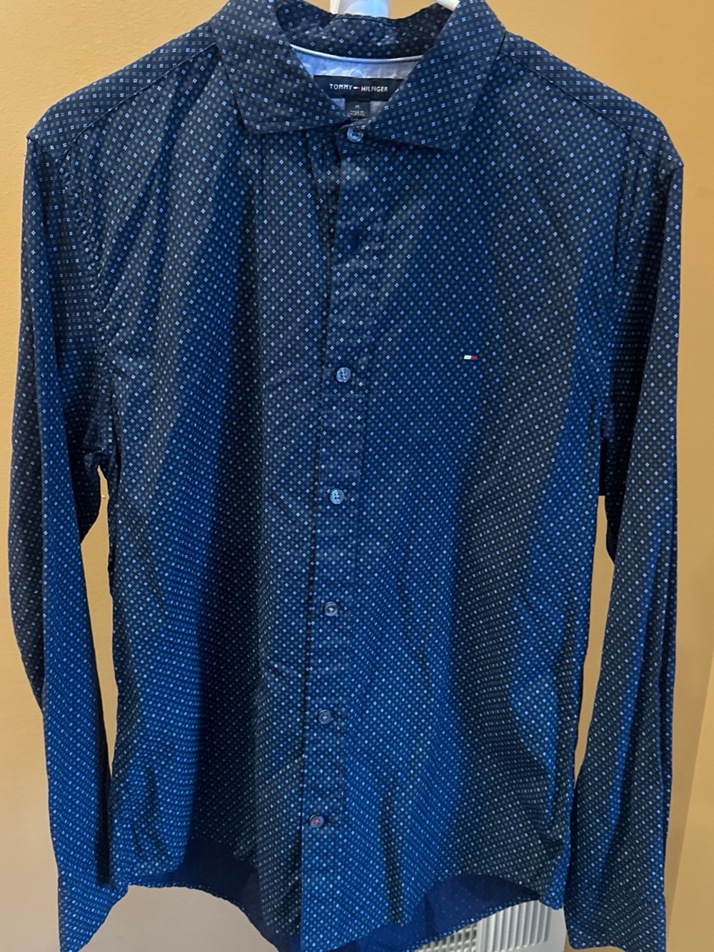 Tommy Hilfiger Navy Micro-Dot Long Sleeve Button-Down Shirt